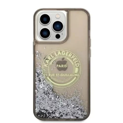 Karl Lagerfeld Liquid Glitter RSG tok iPhone 14 Pro Max - fekete