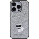 iPhone 15 Pro Max Ezüst Karl Lagerfeld Fixed Glitter Choupette Logo Metal Pin tok