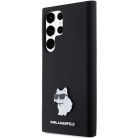 Karl Lagerfeld Szilikon Choupette Metal Pin tok Samsung Galaxy S23 Ultra-hoz - fekete