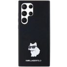 Karl Lagerfeld Szilikon Choupette Metal Pin tok Samsung Galaxy S23 Ultra-hoz - fekete