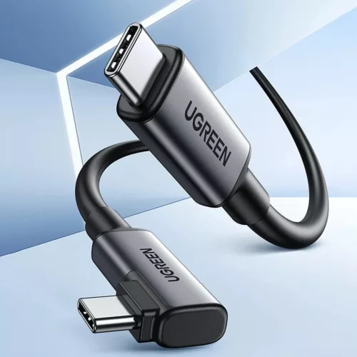 Ugreen US551 L-alakú USB-C - USB-C PD kábel 60W 3A 5Gb/s 5m - fekete