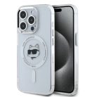 iPhone 15 Pro Max átlátszó Karl Lagerfeld IML Choupette Head Metal Frame MagSafe tok