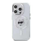 iPhone 15 Pro Max átlátszó Karl Lagerfeld IML Choupette Head Metal Frame MagSafe tok