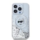 iPhone 15 Pro Max Átlátszó Karl Lagerfeld Liquid Glitter Choupette Head MagSafe tok