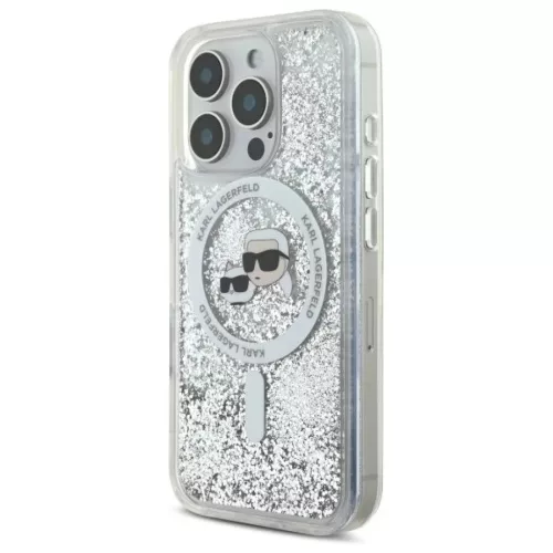 iPhone 16 Pro Karl Lagerfeld Liquid Glitter Karl & Choupette Head Magsafe tok