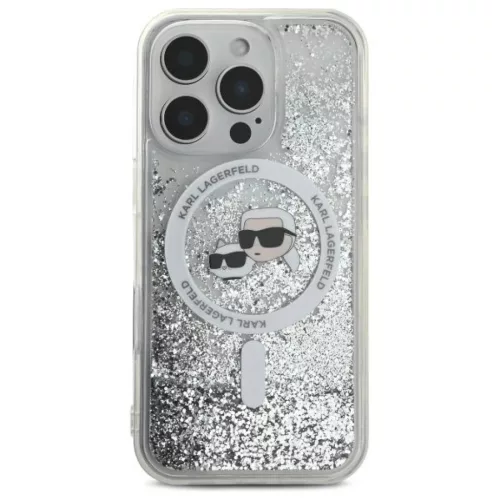 iPhone 16 Pro Karl Lagerfeld Liquid Glitter Karl & Choupette Head Magsafe tok