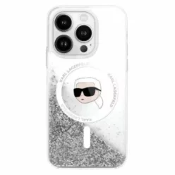   iPhone 16 Pro Átlátszó Karl Lagerfeld Liquid Glitter Karl Head Magsafe tok