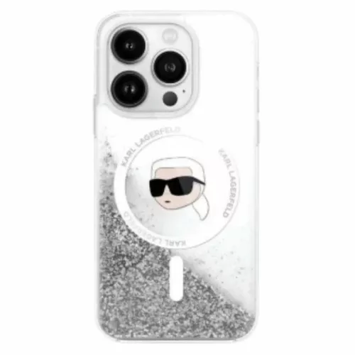 iPhone 16 Pro Átlátszó Karl Lagerfeld Liquid Glitter Karl Head Magsafe tok