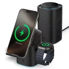 Spigen Essential EF223MS 3in1 Qi2 Rotary Magnetic Magsafe vezeték nélküli töltőállomás fekete
