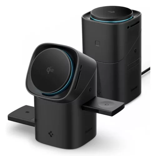 Spigen Essential EF223MS 3in1 Qi2 Rotary Magnetic Magsafe vezeték nélküli töltőállomás fekete