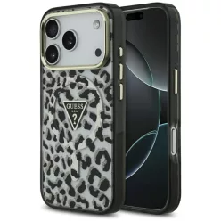   iPhone 17 Pro Fekete Guess - Leopard Glitter MagSafe (GUHMP17LHLEGTGLK) tok