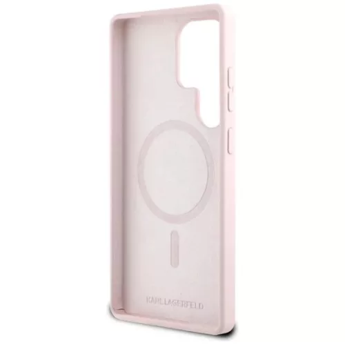 KARL LAGERFELD tok SAMSUNG Galaxy S25 Ultra KLHMS25LSKCHTCP (Mágneses szilikon kétfejű) rózsaszín tok