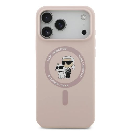 iPhone 17 Pro Max Pink Karl Lagerfeld Liquid Silicone Karl és Choupette MagSafe tok