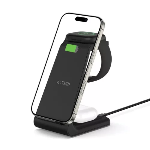 Tech-protect Qi15w-a36 3in1 Vezeték Nélküli Töltőállomás Apple Fekete