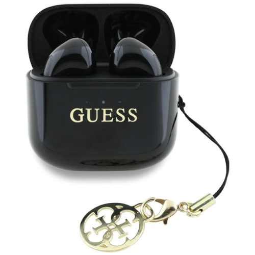 Guess Glossy Effect Printed Classic Logo & Charm TWS fülhallgató - fekete
