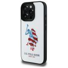 US Polo USHCP15XPUSH iPhone 15 Pro Max 6.7" fehér/fehér Leather Big DH American Flag tok