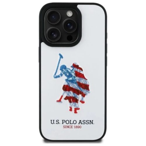 US Polo USHCP15XPUSH iPhone 15 Pro Max 6.7" fehér/fehér Leather Big DH American Flag tok