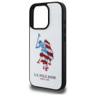 US Polo USHCP15XPUSH iPhone 15 Pro Max 6.7" fehér/fehér Leather Big DH American Flag tok