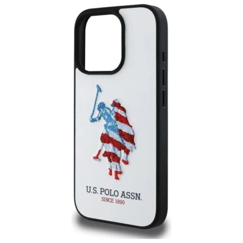 US Polo USHCP15XPUSH iPhone 15 Pro Max 6.7" fehér/fehér Leather Big DH American Flag tok