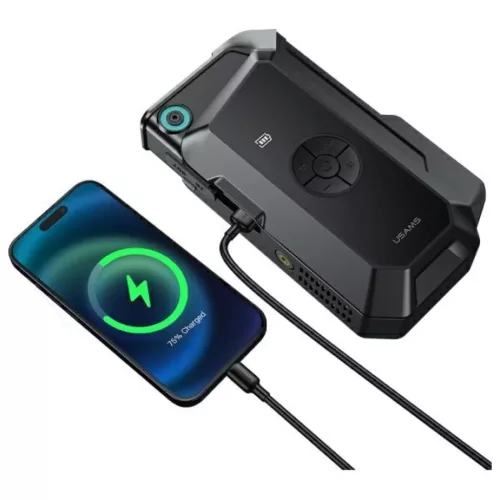 USAMS Indító Akku 8000mAh beépített zseblámpával fekete