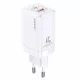 USAMS T41 hálózati töltő adapter USB-C + USB GaN 47W PD + QC Gyorstöltés fehér (US-CC137)