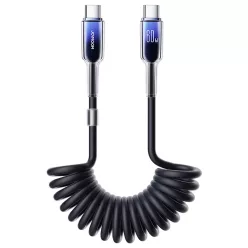   Joyroom S-A43 Crystal-Clear Series 60W USB-C - USB-C spirálkábel 1.5m - fekete