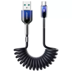   Joyroom S-A43 Crystal-Clear Series 3A USB-A - USB-C spirál kábel 1.5m - fekete