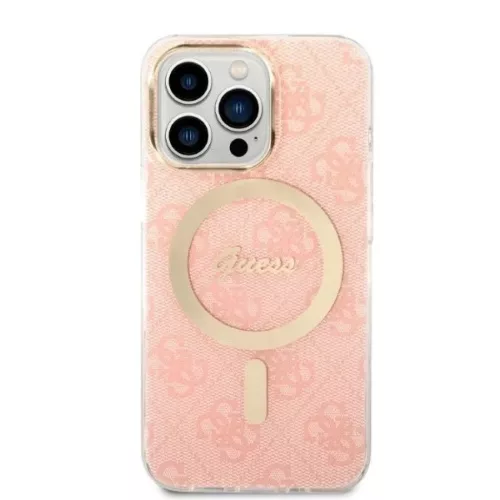 Set Guess GUBPP13XH4EACSP tok+ töltő iPhone 13 Pro Max pink/pink hard tok 4G Print MagSafe
