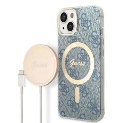   Guess GUBPP14MH4EACSB tok+ töltő iPhone 14 Plus 6.7" kék/kék kemény tok 4G Print MagSafe