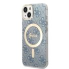 Guess GUBPP14MH4EACSB tok+ töltő iPhone 14 Plus 6.7" kék/kék kemény tok 4G Print MagSafe
