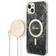 Guess GUBPP14MHMEACSK tok + töltő iPhone 14 Plus 6.7" fekete/fekete kemény tok Marble MagSafe