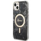 Guess GUBPP14MHMEACSK tok + töltő iPhone 14 Plus 6.7" fekete/fekete kemény tok Marble MagSafe