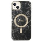 Guess GUBPP14MHMEACSK tok + töltő iPhone 14 Plus 6.7" fekete/fekete kemény tok Marble MagSafe