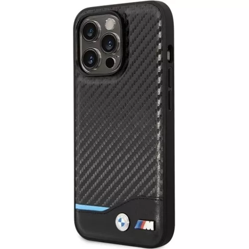 iPhone 13 Pro Max 6.7" fekete/fekete BMW BMHCP13X22NBCK kemény tok bőr karbon tok
