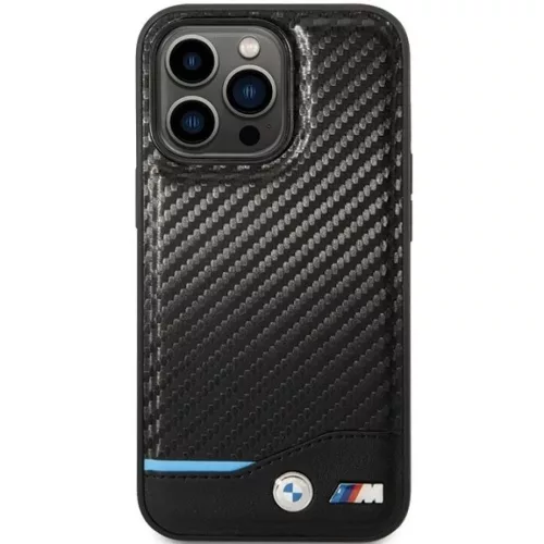 iPhone 13 Pro Max 6.7" fekete/fekete BMW BMHCP13X22NBCK kemény tok bőr karbon tok