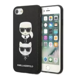  Karl Lagerfeld KLHCI8SAKICKCBK iPhone 7/8 / SE 2020 / SE 2022 fekete/fekete keménytok Saffiano Karl&Choupette Head tok