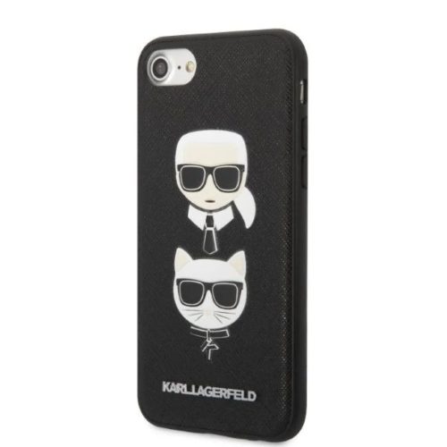 Karl Lagerfeld KLHCI8SAKICKCBK iPhone 7/8 / SE 2020 / SE 2022 fekete/fekete keménytok Saffiano Karl&Choupette Head tok