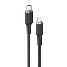 Acefast - Adatkábel (C2-01) - Type-C - Lightning, 30W, 3A, Gyors töltés, MFi tanúsítvány, 1.2m - Fekete