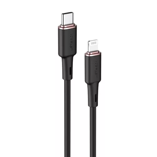 Acefast - Adatkábel (C2-01) - Type-C - Lightning, 30W, 3A, Gyors töltés, MFi tanúsítvány, 1.2m - Fekete