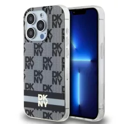   Original Case DKNY keménytok IML Checkered Mono Pattern & Printed Stripes MagSafe DKHMP13XHCPTSK iPhone 13 Pro Max fekete tok