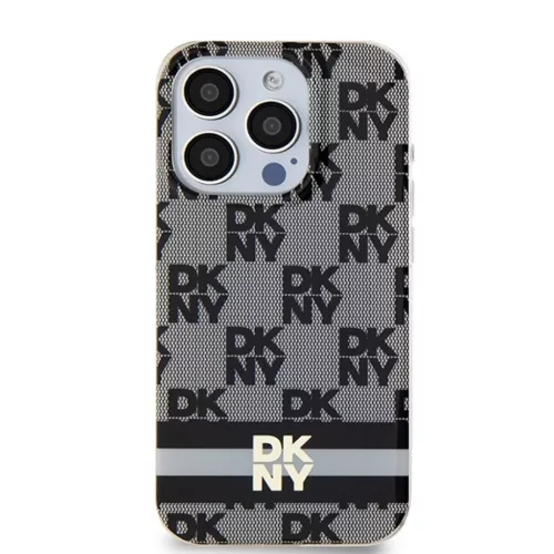 Original Case DKNY keménytok IML Checkered Mono Pattern & Printed Stripes MagSafe DKHMP13XHCPTSK iPhone 13 Pro Max fekete tok