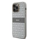 Original DKNY bőrtok mono csíkos fém logóval DKHCP14LPRTHSLE iPhone 14 Pro bézs