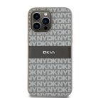 Original DKNY bőrtok mono csíkos fém logóval DKHCP14LPRTHSLE iPhone 14 Pro bézs