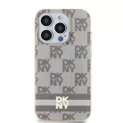 Original Case DKNY kemény tok IML kockás mintával és nyomtatott csíkokkal MagSafe DKHMP13XHCPTSE iPhone 13 Pro Maxhoz bézs tok