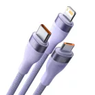 Baseus Cable Flash Series II 3 az 1-ben - USB to Type C, Lightning, Micro USB - 66W 6A 1,2 méter (CASS040005) lila
