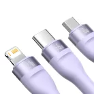 Baseus Cable Flash Series II 3 az 1-ben - USB to Type C, Lightning, Micro USB - 66W 6A 1,2 méter (CASS040005) lila