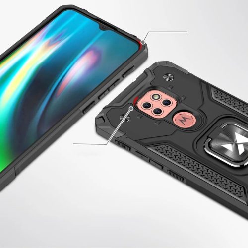Wozinsky Ring Armor Case Kickstand telefontok Motorola Moto G9 Play fekete