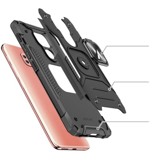 Wozinsky Ring Armor Case Kickstand telefontok Motorola Moto G9 Play fekete