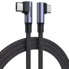 Ugreen Elbow Nylon harisnyázott USB Type C - USB Type C kábel döntött fejjel 1m 5A PD 100W fekete (US335 70696)