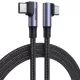 Ugreen Elbow Nylon harisnyázott USB Type C - USB Type C kábel döntött fejjel 1m 5A PD 100W fekete (US335 70696)